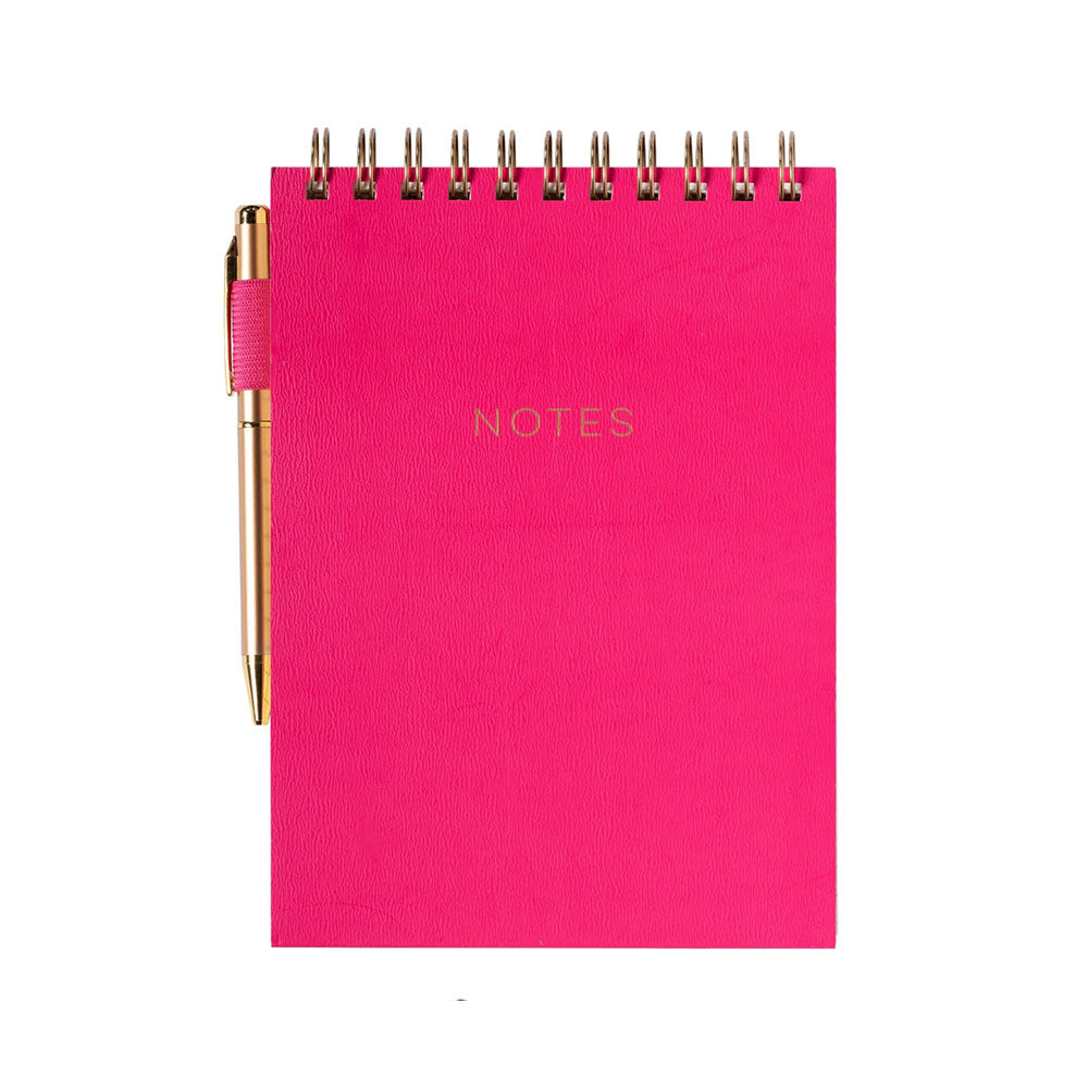 Steno pad rosa con pluma